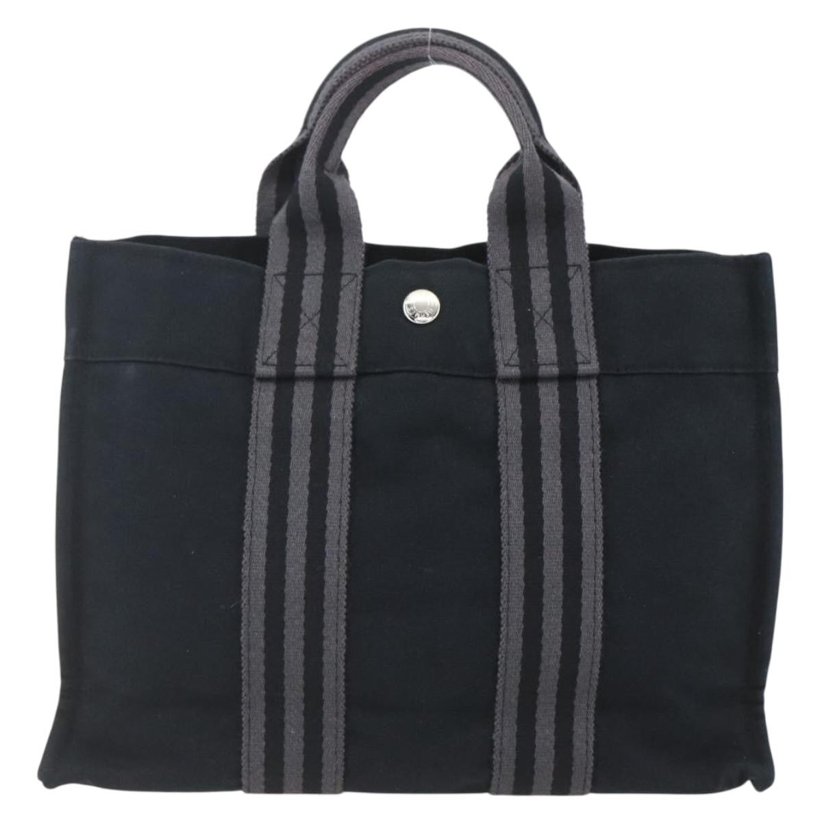 Hermes Fourre Tout Tote Canvas Black Canvas Tote Bag Bag (Authentic Pre-Loved)