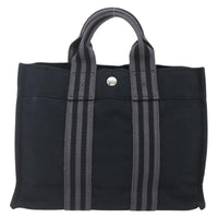 Hermes Fourre Tout Tote Canvas Black Canvas Tote Bag Bag (Authentic Pre-Loved)