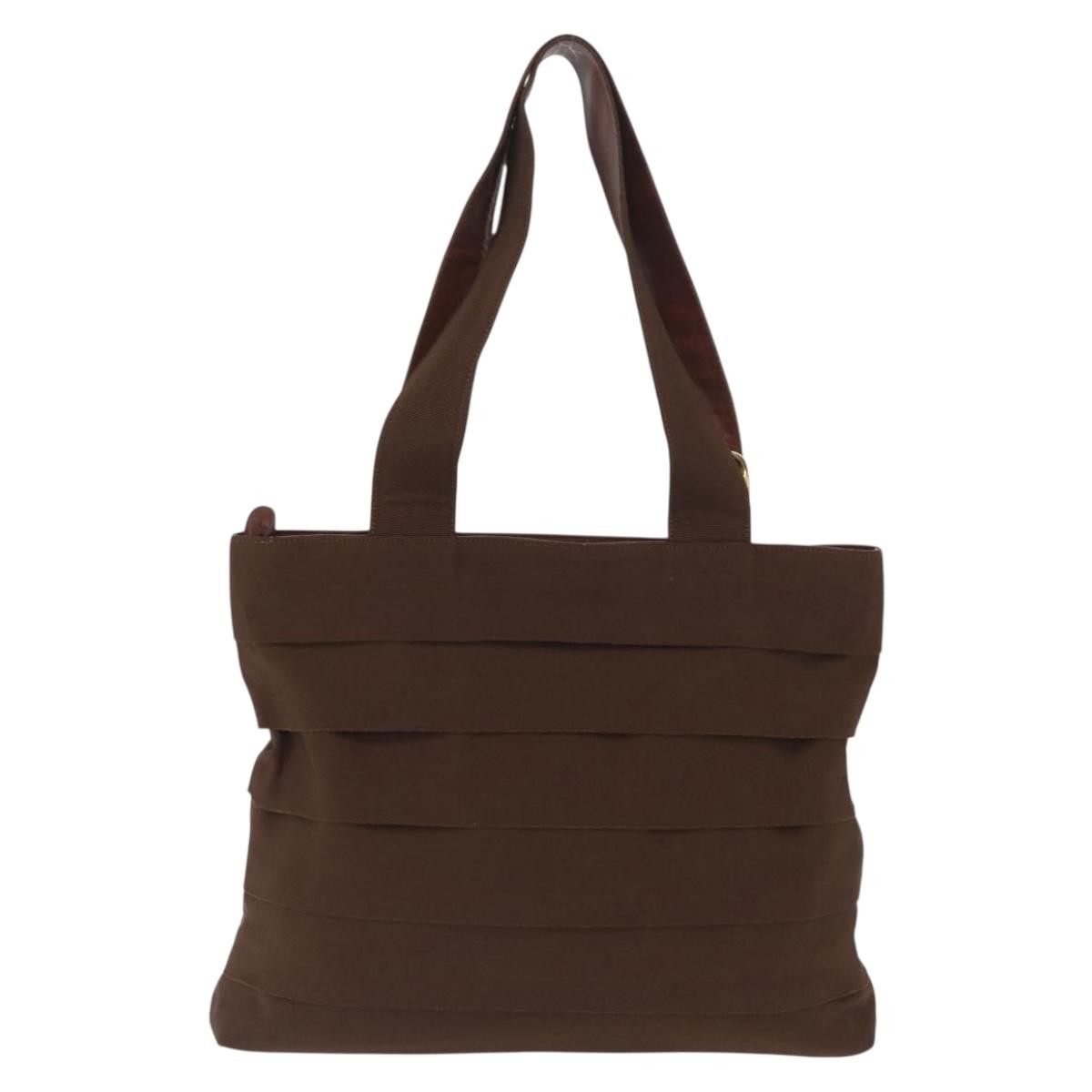 Salvatore Ferragamo Vara Tote Canvas Brown Canvas Tote Bag Bag (Authentic Pre-Loved)
