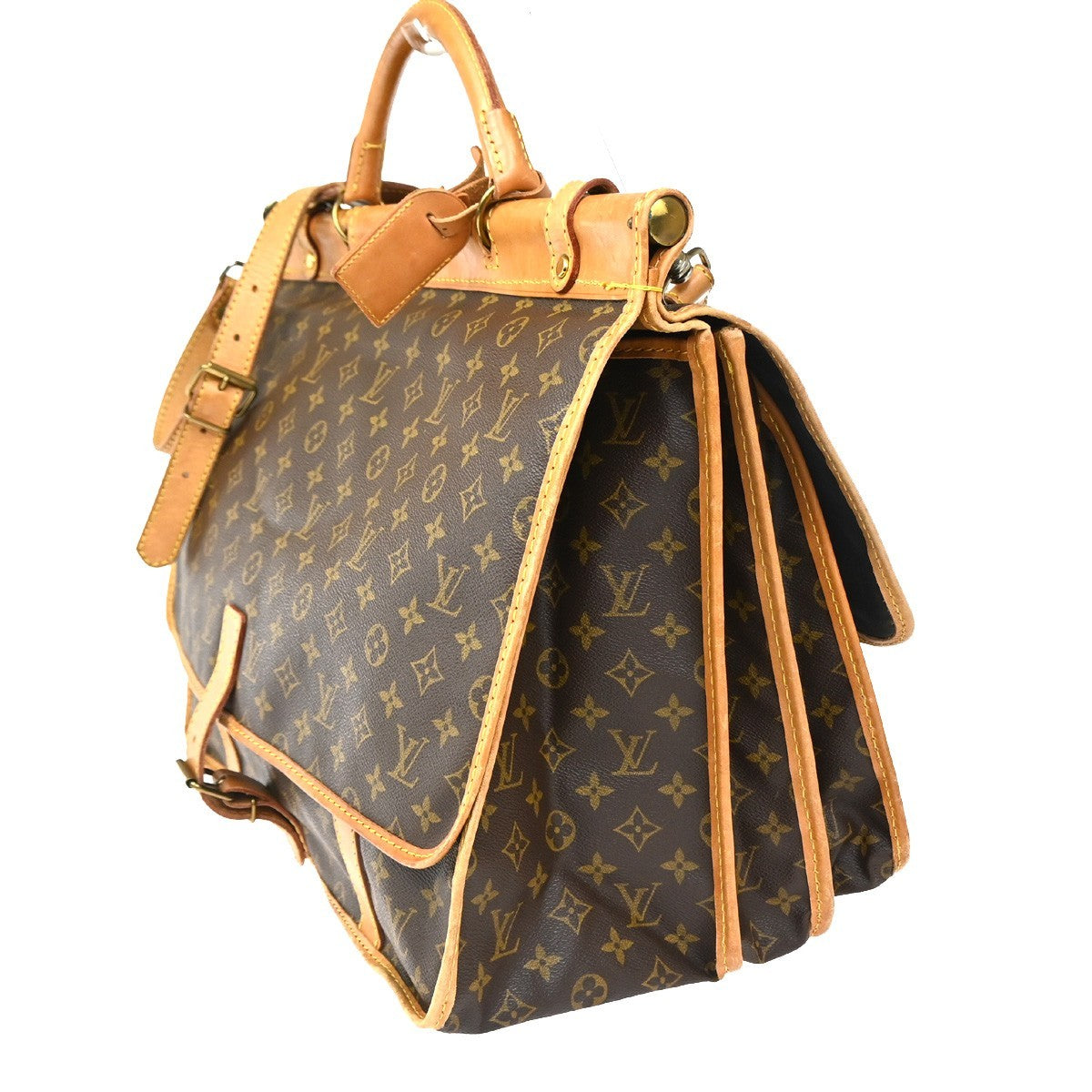 Louis Vuitton Sac Chasse Hunting Bag Monogram Canvas Brown Canvas Briefcase Bag (Authentic Pre-Loved)