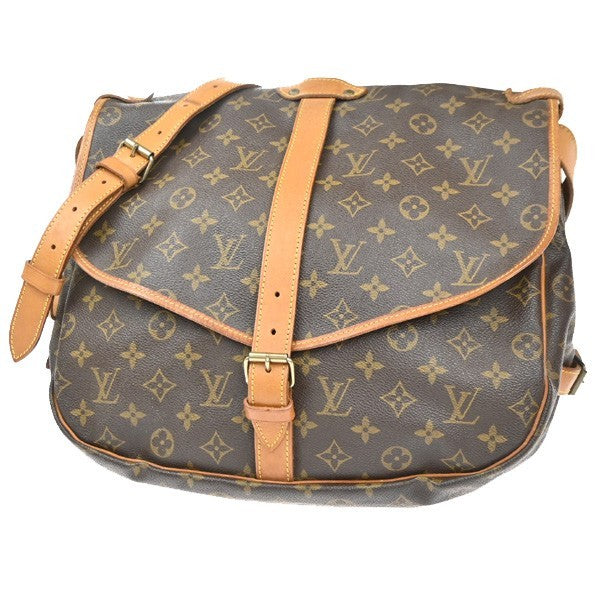 Louis Vuitton Saumur Handbag Monogram Canvas Brown Canvas Shoulder Bag Bag (Pre-Loved)