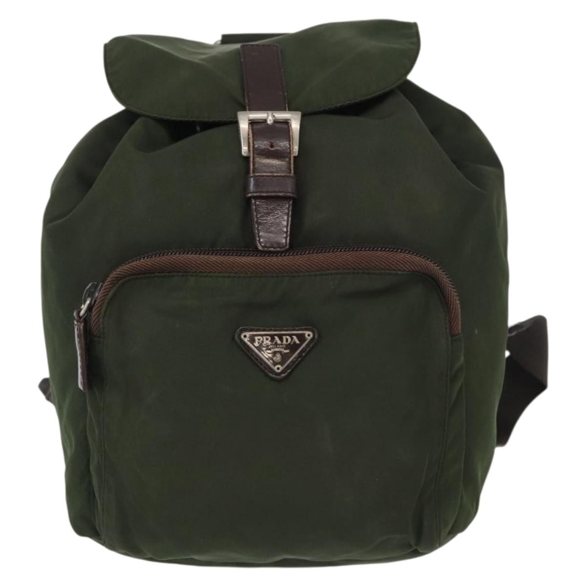 Prada Front Pocket Backpack Tessuto Khaki Nylon Backpack Bag (Authentic Pre-Loved)