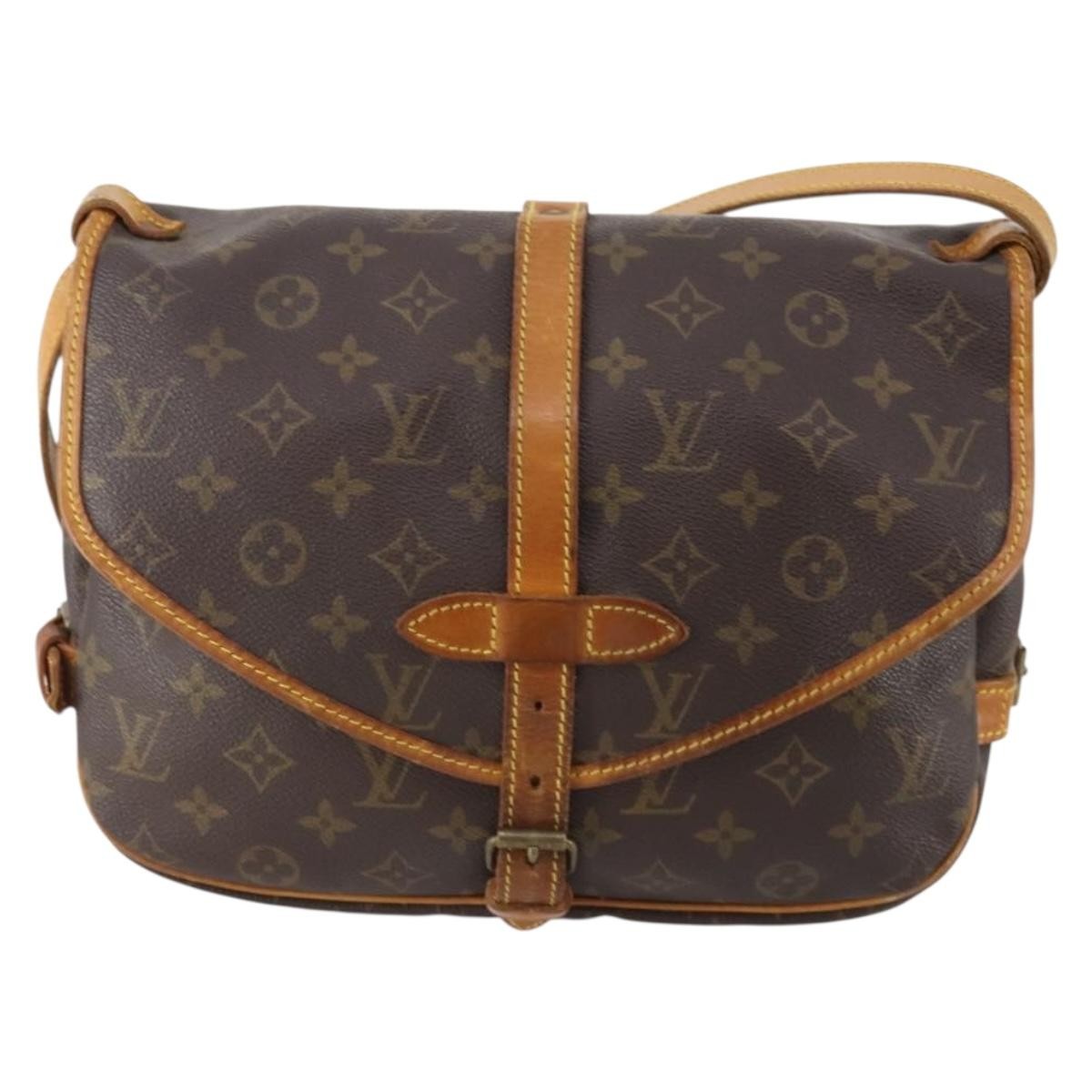 Louis Vuitton Saumur Handbag Monogram Canvas Brown Canvas Shoulder Bag Bag (Authentic Pre-Loved)