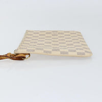 Louis Vuitton Neverfull Pochette Damier White Canvas Clutche & Pouche Bag (Authentic Pre-Loved)