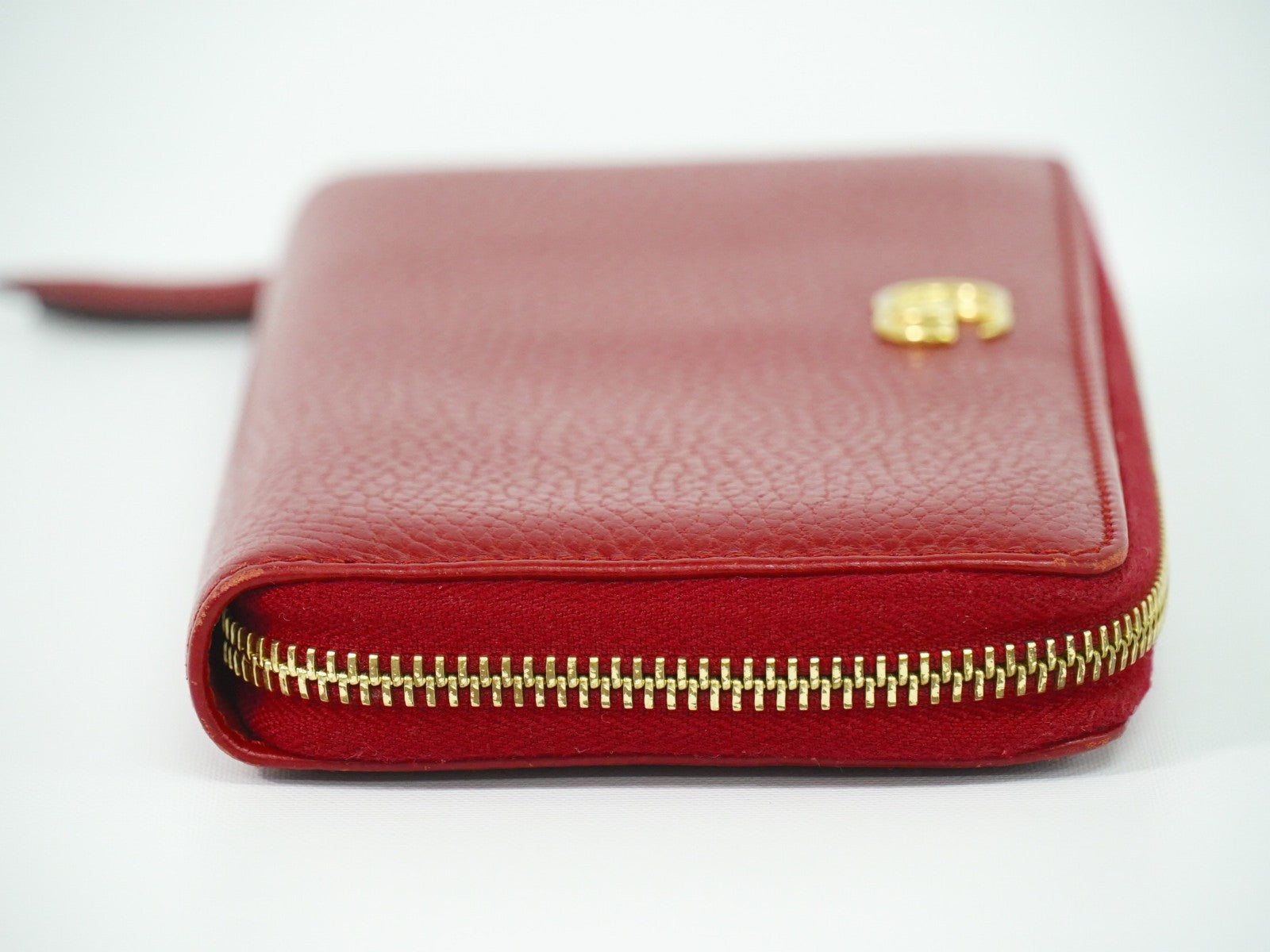 Gucci Gg Marmont Zip Around Wallet Leather Red Leather Wallets Accessory (Authentic Pre-Loved)