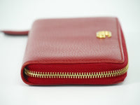 Gucci Gg Marmont Zip Around Wallet Leather Red Leather Wallets Accessory (Authentic Pre-Loved)