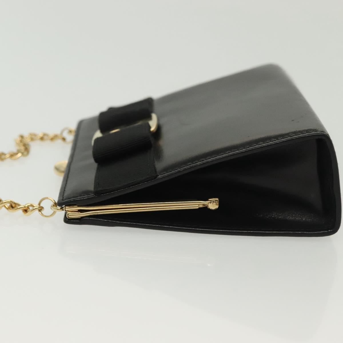 Salvatore Ferragamo Vala Shoulder Bag Leather Black Leather Shoulder Bag Bag (Pre-Loved)