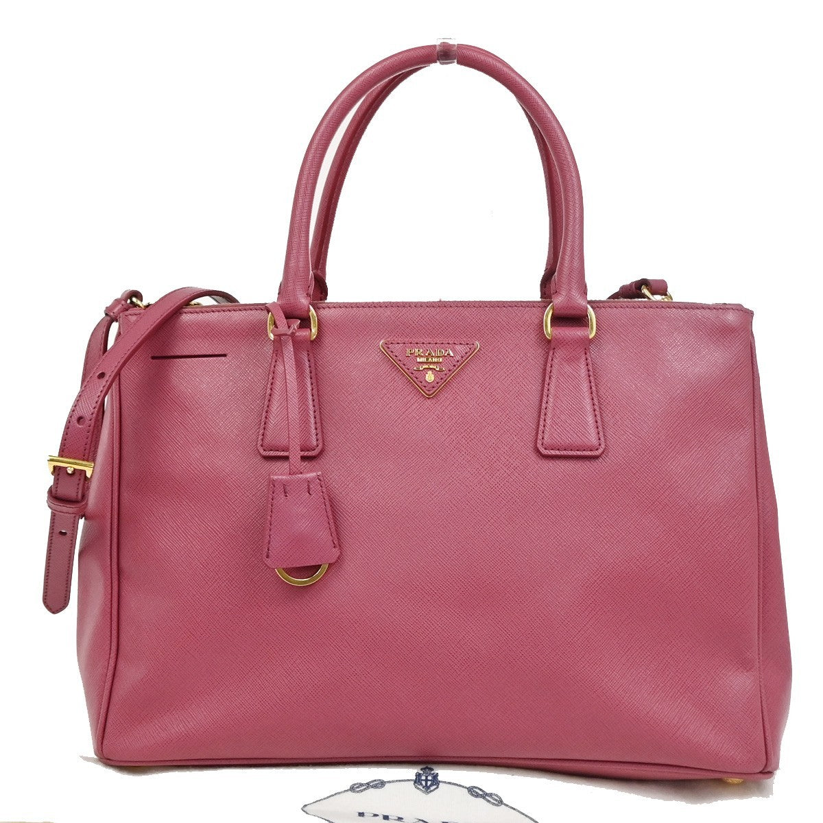Prada Lux Open Tote Saffiano Leather Pink Leather Tote Bag Bag (Pre-Loved)