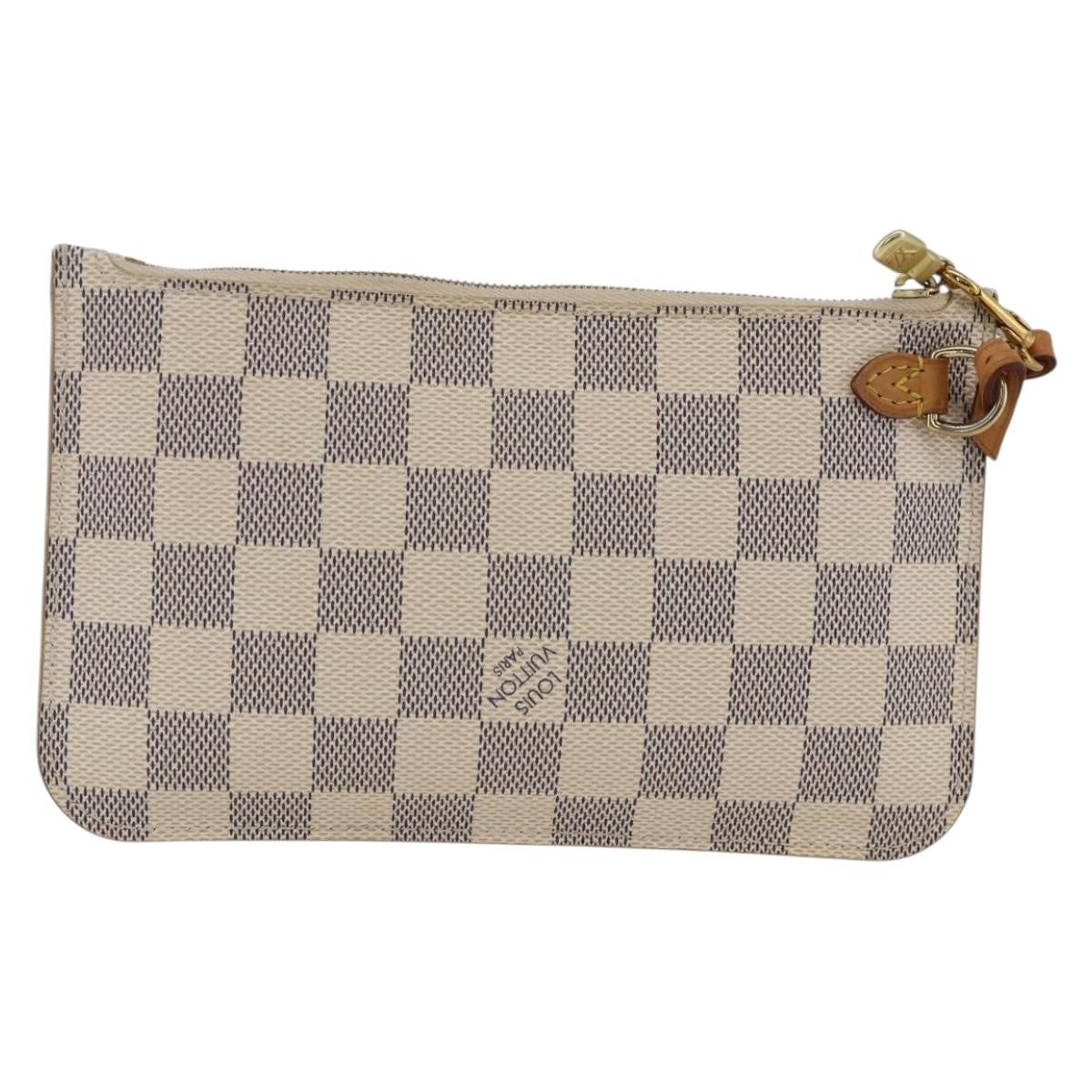 Louis Vuitton Neverfull Pochette Damier White Canvas Clutche