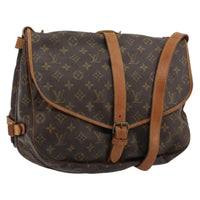 Louis Vuitton Saumur Handbag Monogram Canvas Brown Canvas Shoulder Bag Bag (Pre-Loved)