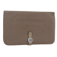 Hermes Dogon Duo Combined Wallet Leather Gray Leather Wallets Accessory (Authentic Pre-Loved)