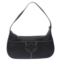 Salvatore Ferragamo Gancini Shoulder Bag Leather Black Leather Shoulder Bag Bag (Authentic Pre-Loved)
