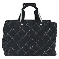 Chanel Travel Line Boston Bag Printed Nylon Black Nylon Travel Bag Bag (Authentic Pre-Loved)