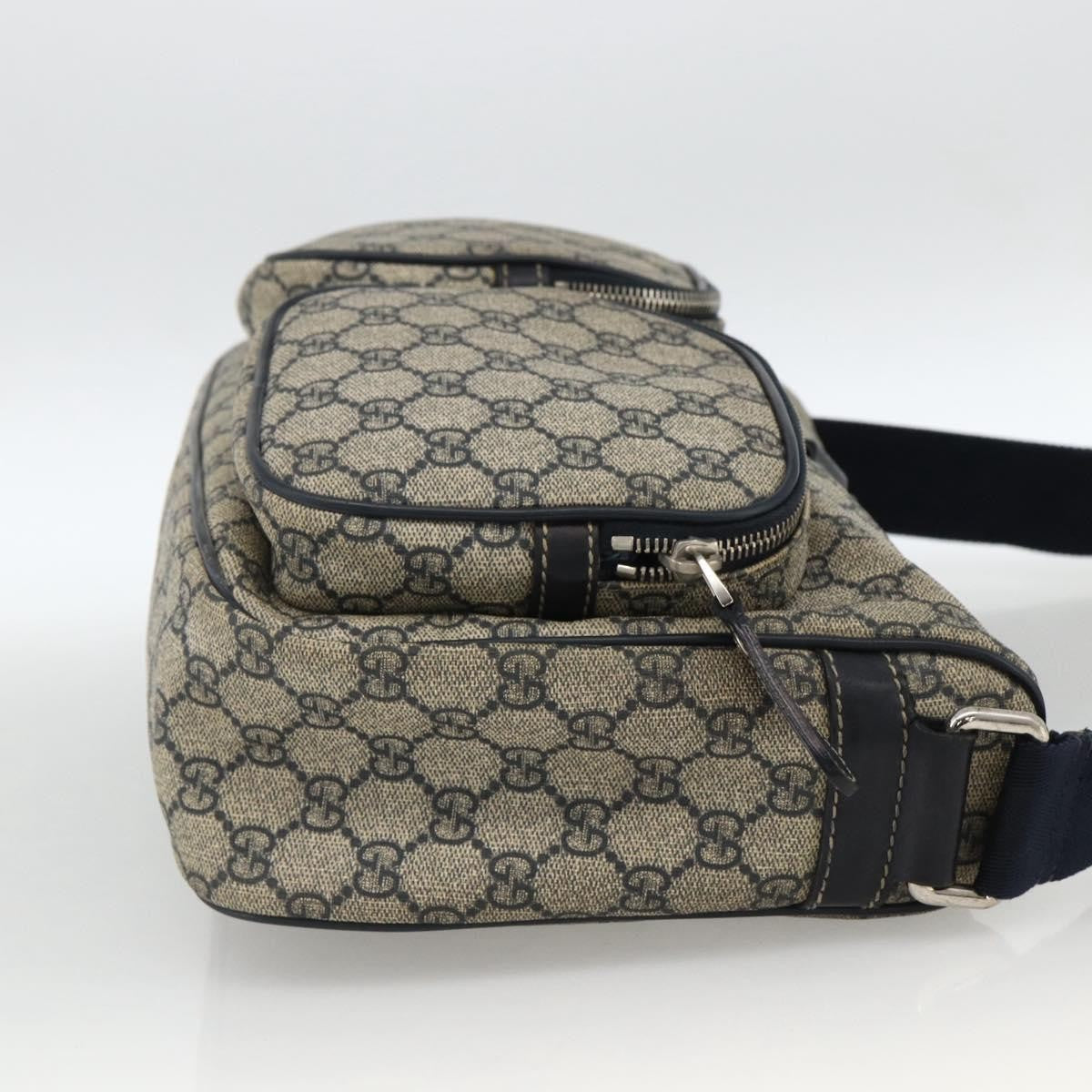 Gucci Double Pocket Messenger Bag Gg Coated Canvas Navy Canvas Shoulder Bag Bag (Authentic Pre-Loved)