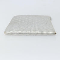 Chanel O Case Clutch Quilted Perforated Lambskin Silver Leather Clutche & Pouche Bag (Pre-Loved)