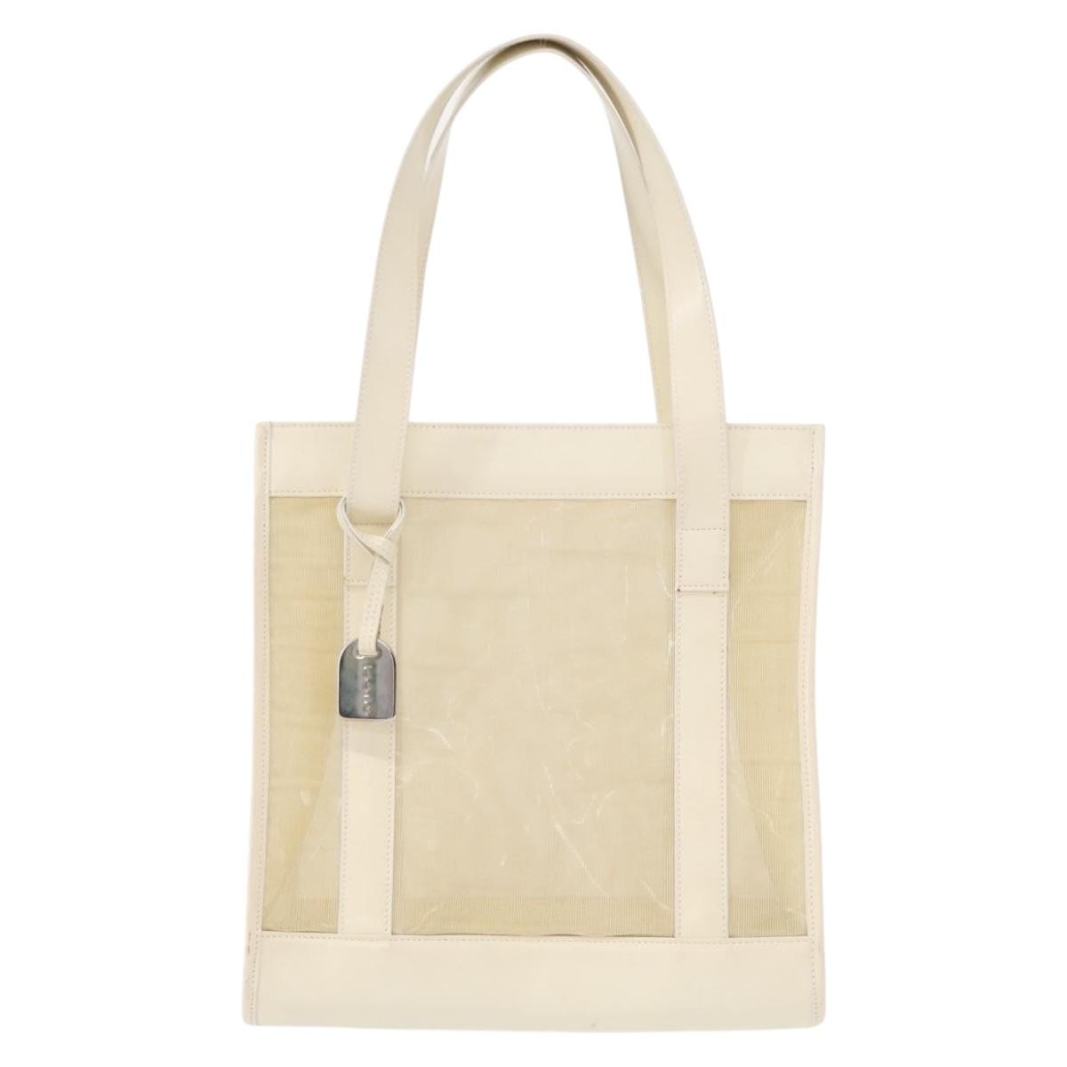 Gucci Vintage Tote Vinyl Beige Plastic Tote Bag Bag (Pre-Loved)