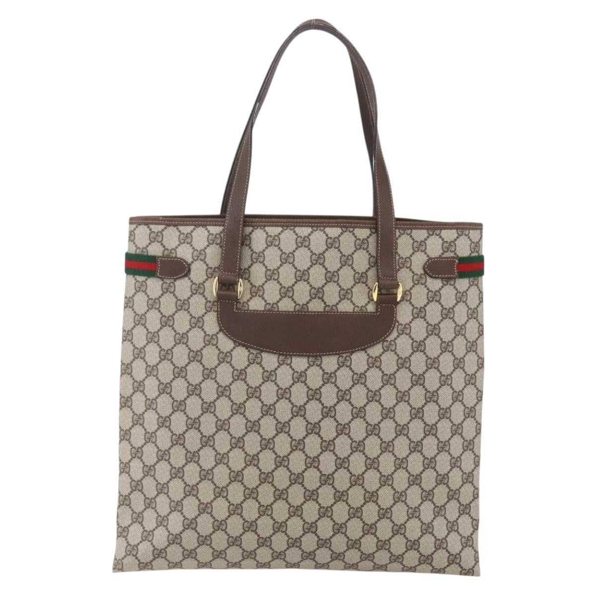 Gucci Vintage Tote Gg Canvas Beige Pvc Tote Bag Bag (Authentic Pre-Loved)