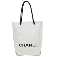 Chanel Essential Shopping Tote Leather White Calfskin Tote Bag Bag (Authentic Pre-Loved)