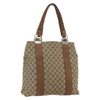 Gucci Bamboo Bar Tote Gg Canvas Beige Canvas Tote Bag Bag (Authentic Pre-Loved)