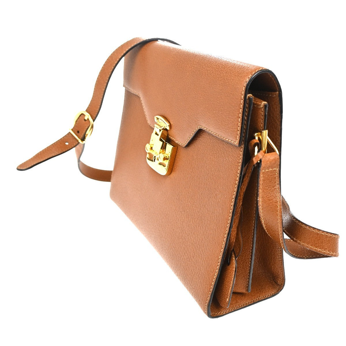 Gucci Gucci Vintage Lady Lock Top Handle Bag Leather Brown Leather Shoulder Bag Bag (Pre-Loved)
