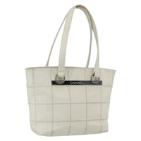 Chanel Square Stitch Tote Quilted Leather White Leather Tote Bag Bag (Authentic Pre-Loved)