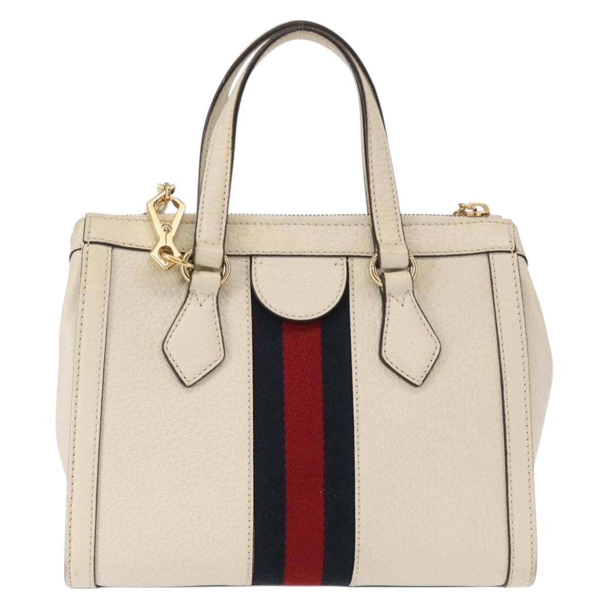 Gucci Ophidia Top Handle Tote Leather White Leather Handbag (Authentic Pre-Loved)