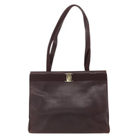 Salvatore Ferragamo Vala Tote Leather Brown Leather Tote Bag Bag (Authentic Pre-Loved)