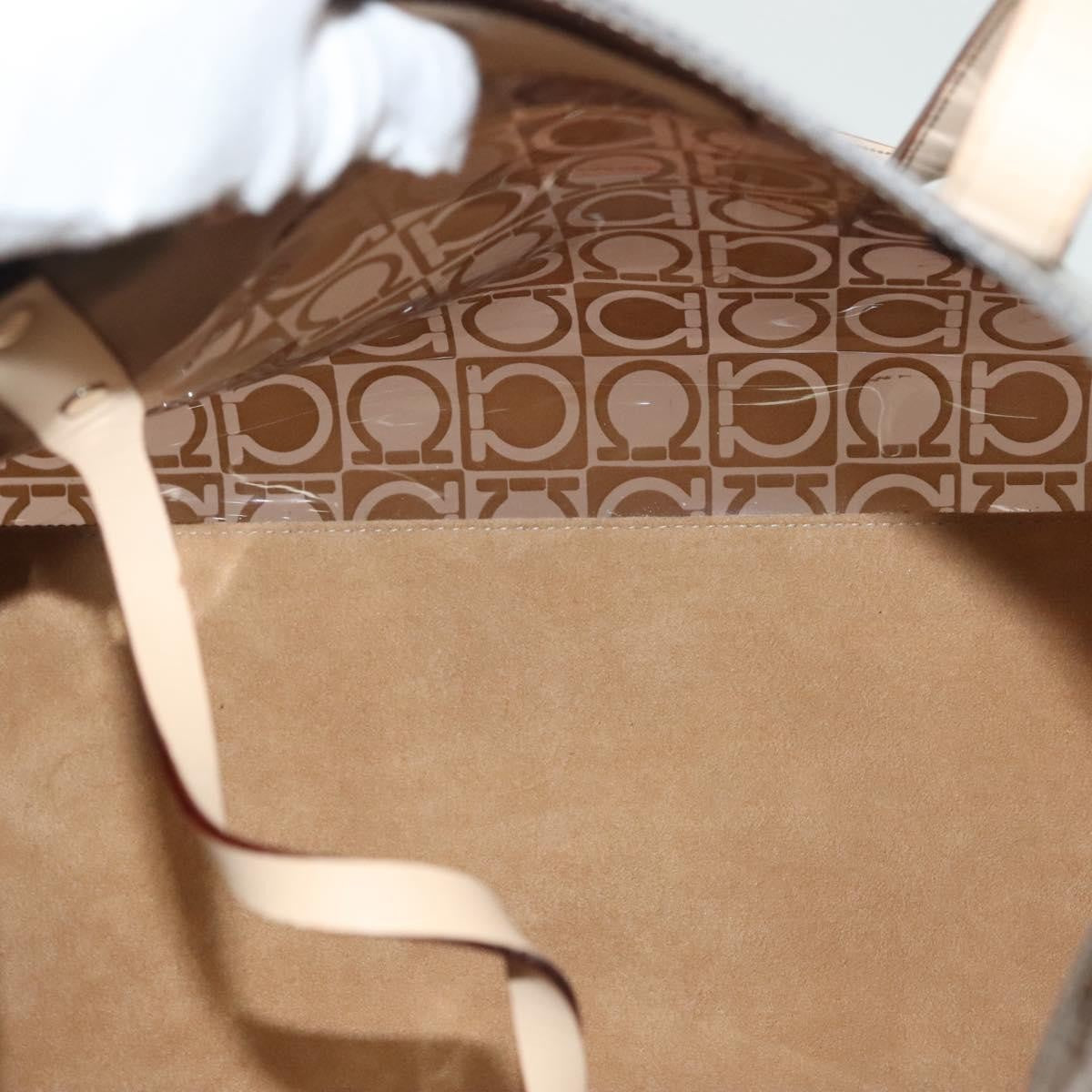 Salvatore Ferragamo Gancini Tote Vinyl Brown Plastic Tote Bag Bag (Authentic Pre-Loved)