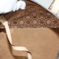 Salvatore Ferragamo Gancini Tote Vinyl Brown Plastic Tote Bag Bag (Authentic Pre-Loved)