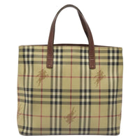 Burberry Top Handle Tote Haymarket Coated Canvas Beige Canvas Tote Bag Bag (Authentic Pre-Loved)