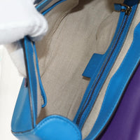 Gucci Lady Web Shoulder Bag Leather Blue Leather Shoulder Bag Bag (Pre-Loved)