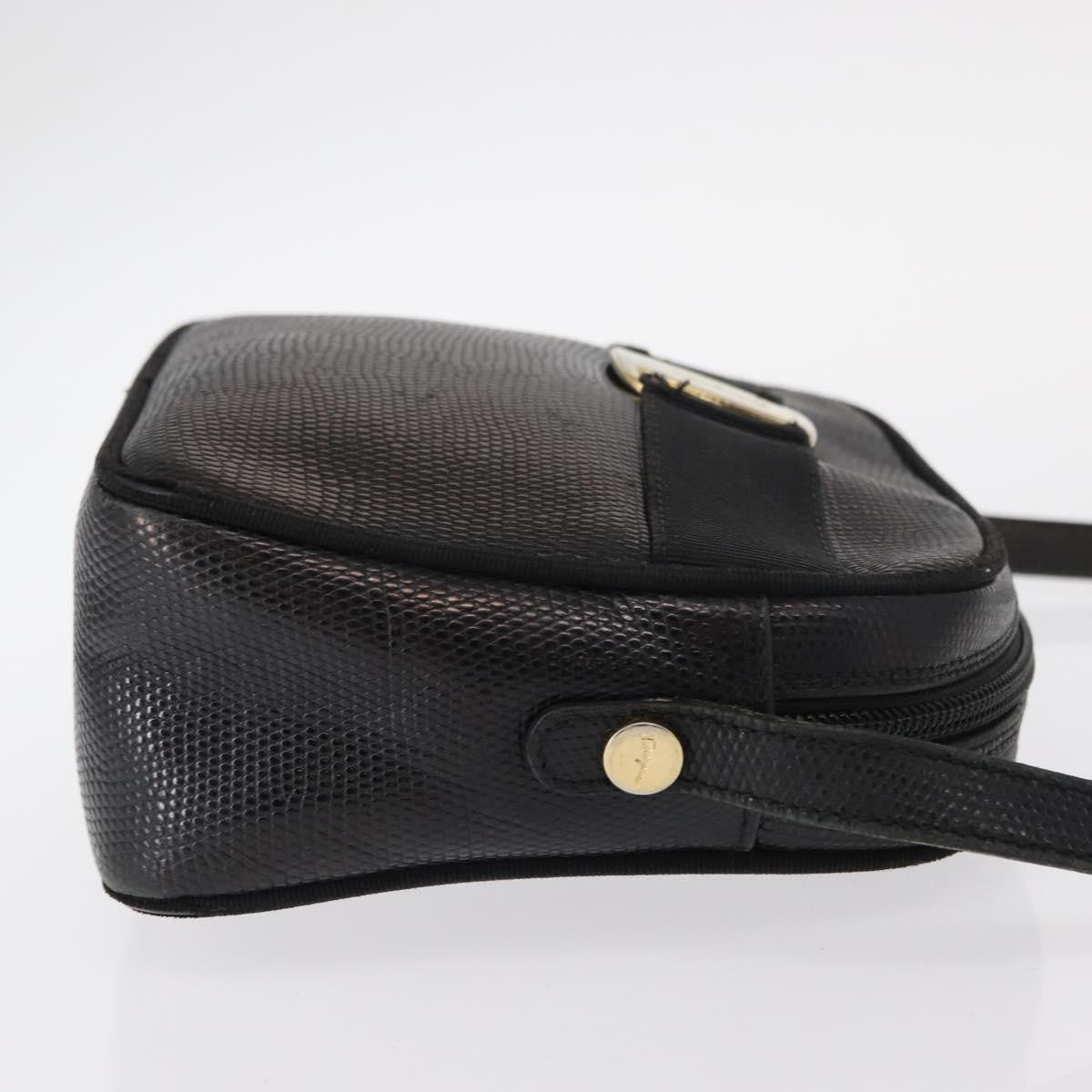 Salvatore Ferragamo Vala Shoulder Bag Leather Black Leather Shoulder Bag Bag (Authentic Pre-Loved)