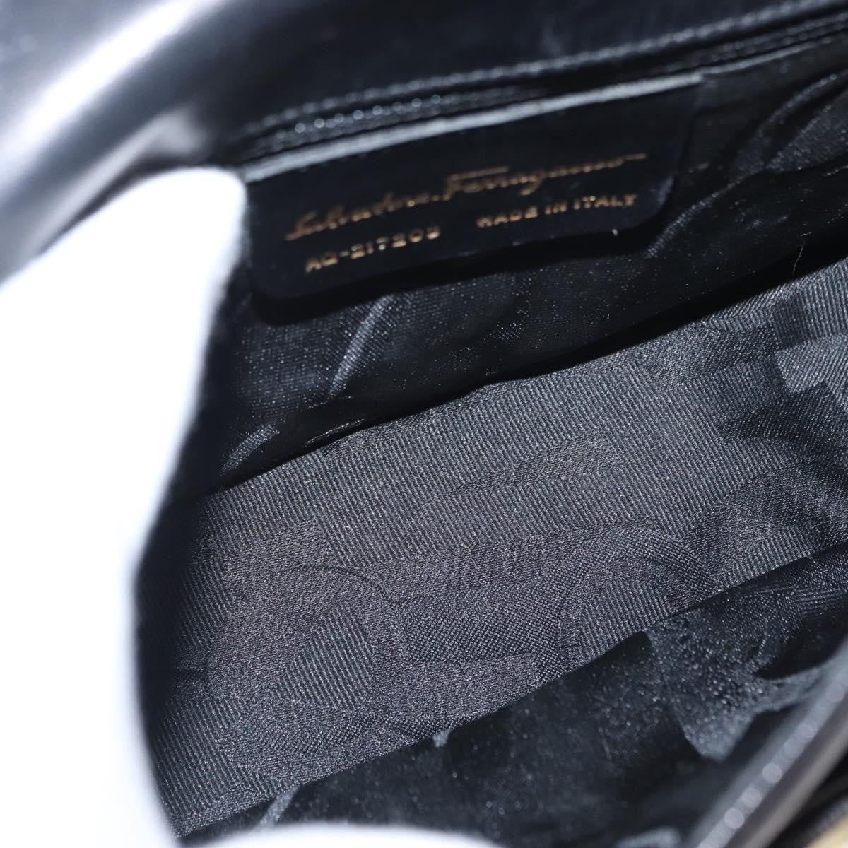 Salvatore Ferragamo Vala Shoulder Bag Leather Black Leather Shoulder Bag Bag (Authentic Pre-Loved)