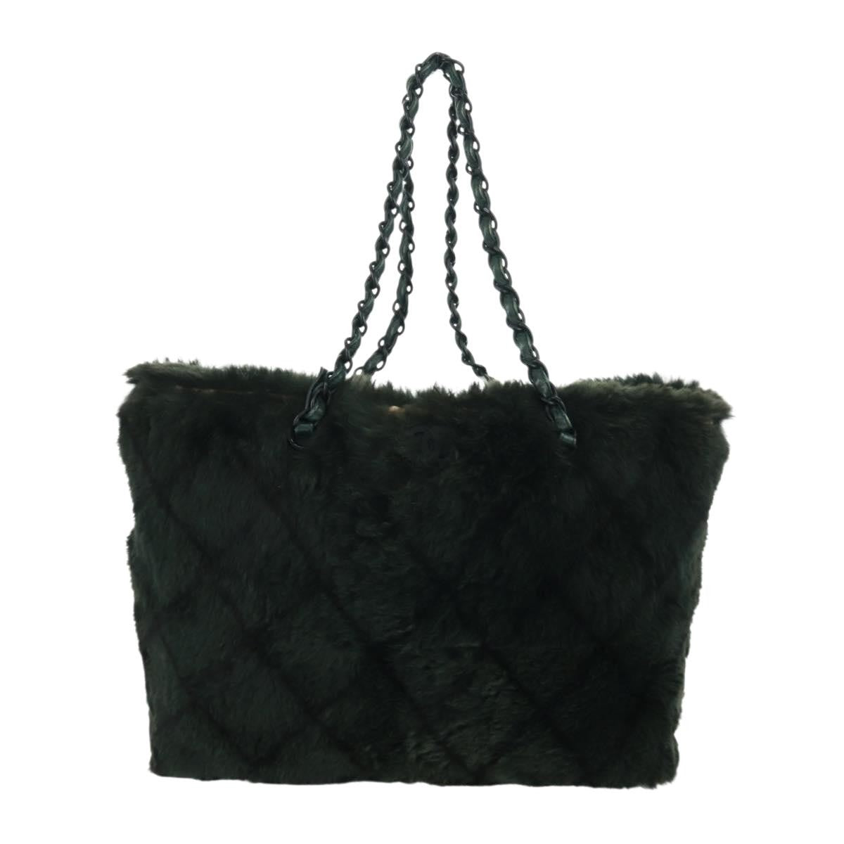 Chanel Chanel Chain Tote Lapin Fur Green Fur Tote Bag Bag (Pre-Loved)