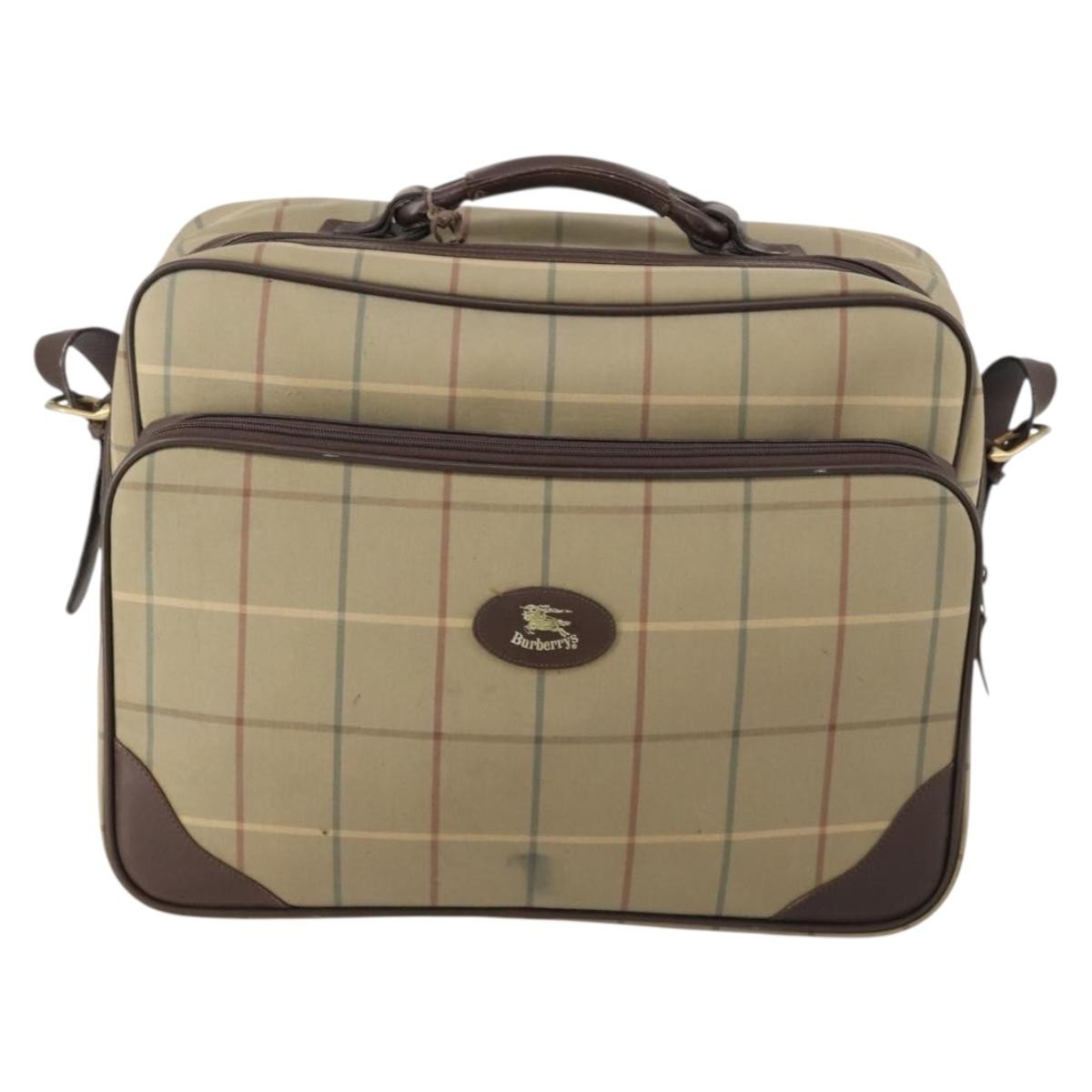 Burberry Nova Check Boston Bag Canvas Beige Canvas Travel Bag Bag (Authentic Pre-Loved)