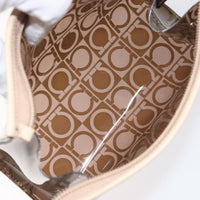 Salvatore Ferragamo Gancini Pouch Canvas Brown Vinyl Clutche & Pouche Bag (Authentic Pre-Loved)
