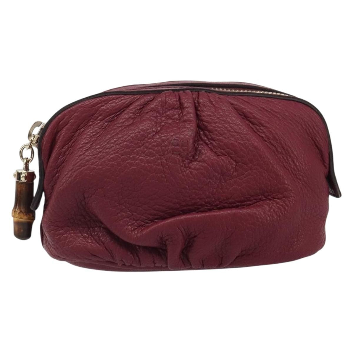 Gucci Bamboo Pouch Leather Purple Leather Clutche & Pouche Bag (Authentic Pre-Loved)