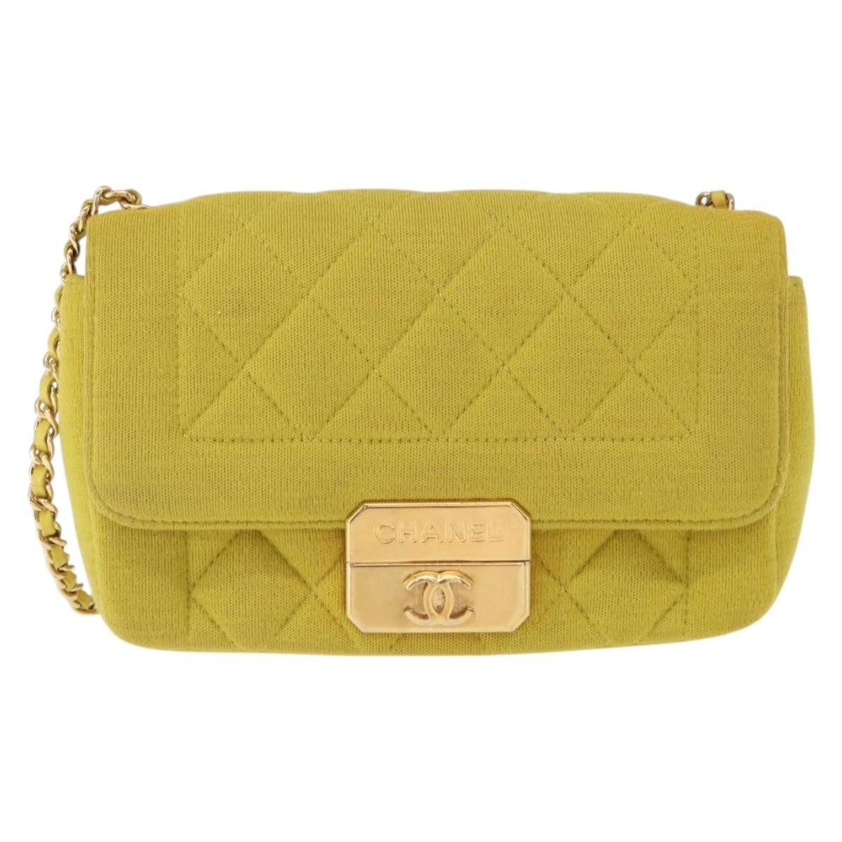 Chanel Chic With Me Flap Bag Quilted Jersey Yellow Cotton Shoulder Bag Bag (Authentic Pre-Loved)