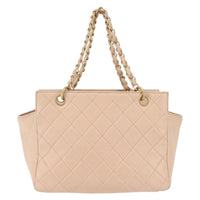 Chanel Petite Timeless Tote Quilted Calfskin Beige Leather Bag (Authentic Pre-Loved)