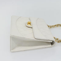 Chanel Vintage Mademoiselle Lock Trapezoid Flap Bag Quilted Lambskin White Leather Shoulder Bag Bag (Authentic Pre-Loved)