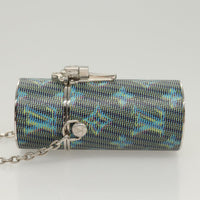 Louis Vuitton Lipstick Case On Chain Damier Monogram Lv Pop Canvas Blue Canvas Clutche & Pouche Bag (Pre-Loved)