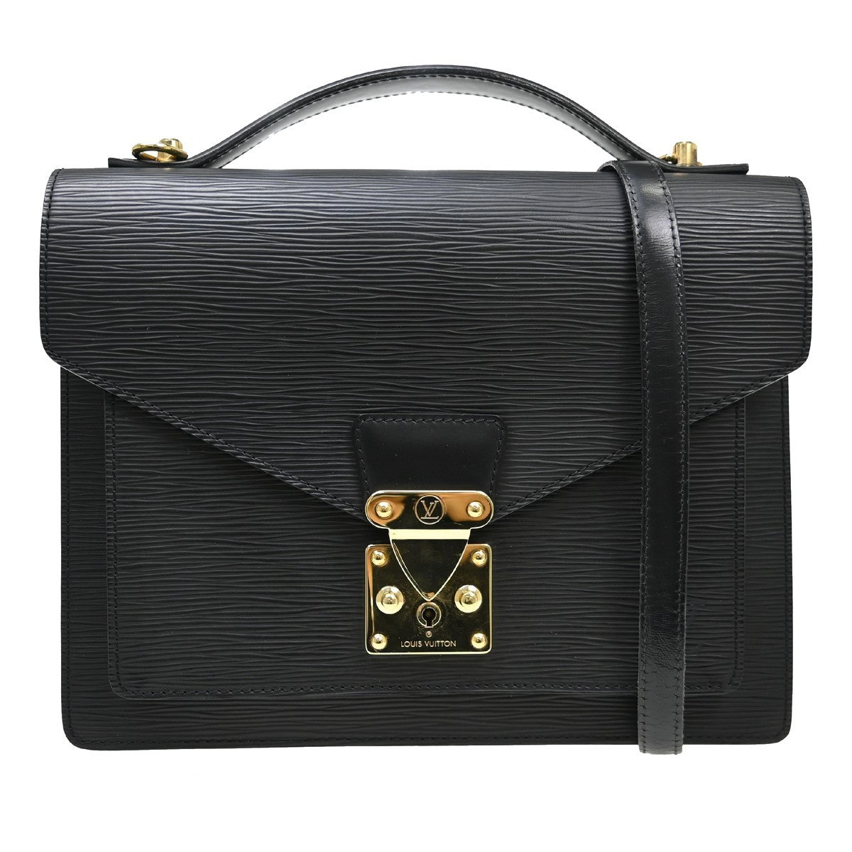 Louis Vuitton Monceau Handbag Epi Leather Black Leather Handbag (Authentic Pre-Loved)