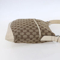 Gucci Zip Messenger Bag Gg Canvas With Perforated Leather Beige Canvas Shoulder Bag Bag (Authentic Pre-Loved)