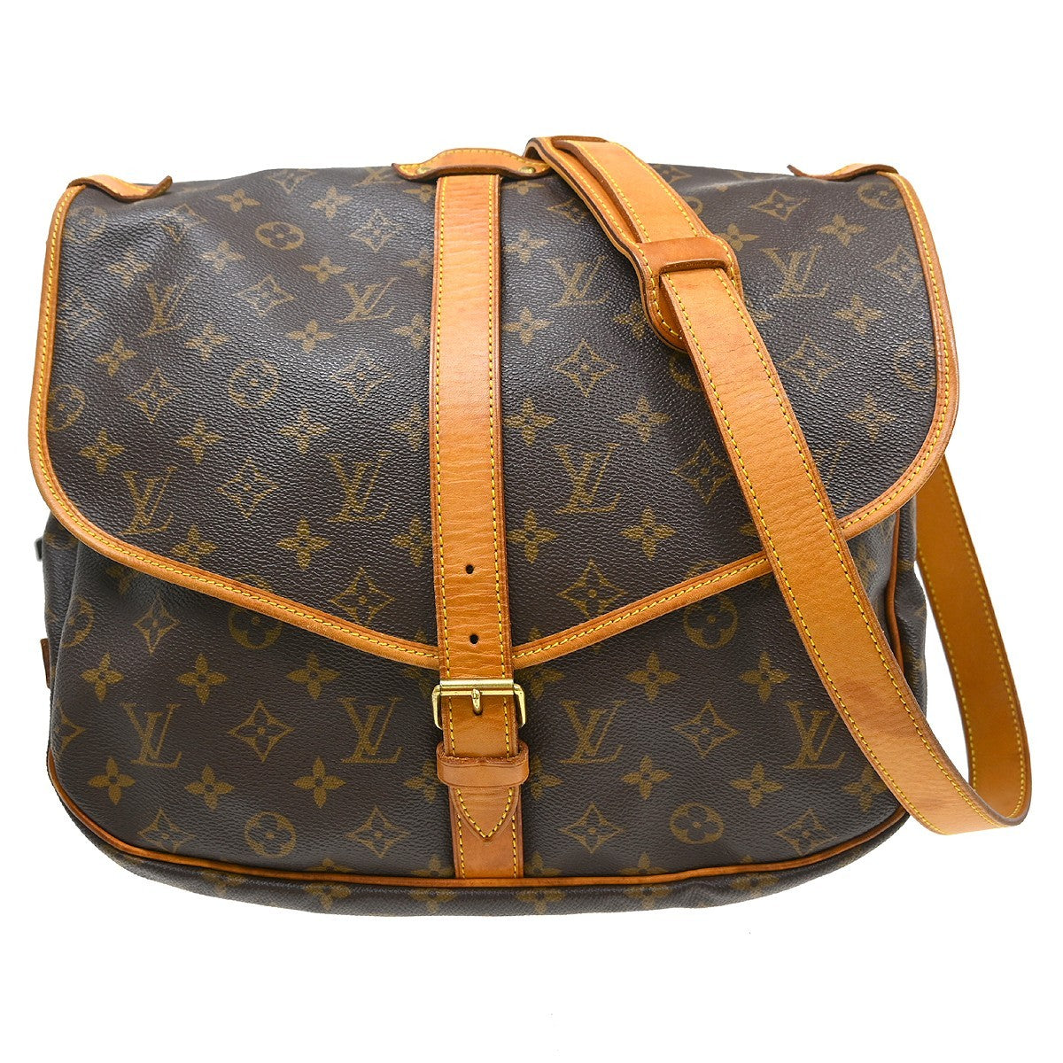 Louis Vuitton Saumur Handbag Monogram Canvas Brown Canvas Shoulder Bag Bag (Pre-Loved)