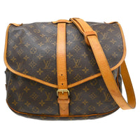 Louis Vuitton Saumur Handbag Monogram Canvas Brown Canvas Shoulder Bag Bag (Pre-Loved)