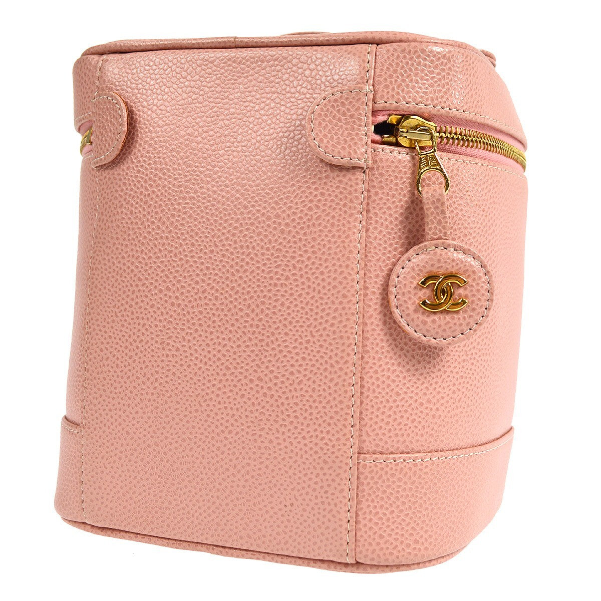 Chanel Vintage Timeless Cosmetic Case Caviar Pink Leather Clutche & Pouche Bag (Authentic Pre-Loved)