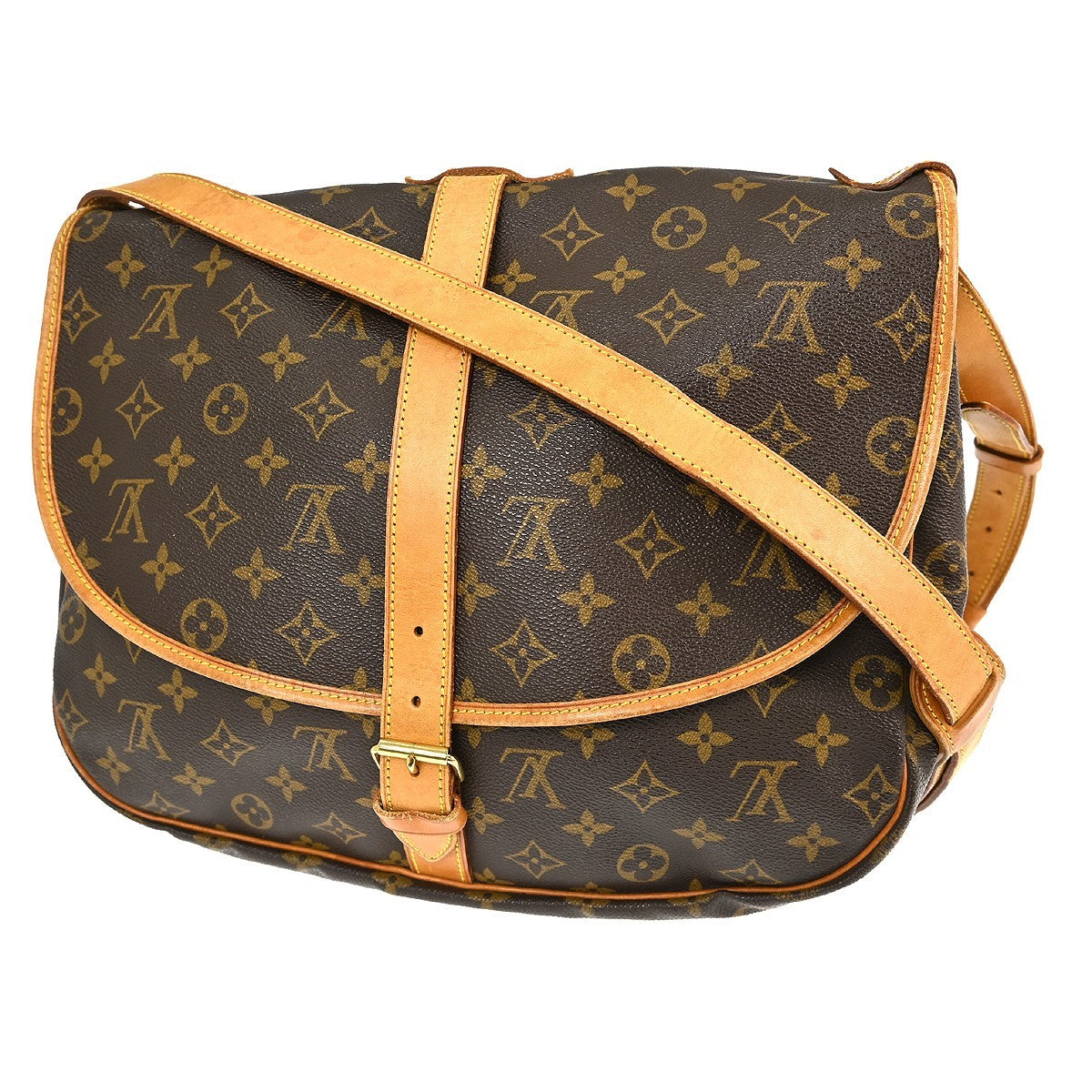 Louis Vuitton Saumur Handbag Monogram Canvas Brown Canvas Shoulder Bag Bag (Authentic Pre-Loved)