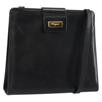Salvatore Ferragamo Vintage Shoulder Bag Leather Black Leather Shoulder Bag Bag (Authentic Pre-Loved)