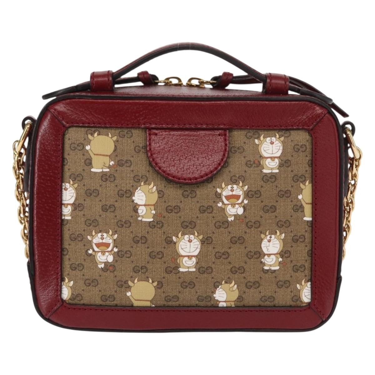 Gucci Doraemon Ophidia Zip Around Camera Bag Printed Mini Gg Coated Canvas Beige Canvas Shoulder Bag Bag (Pre-Loved)
