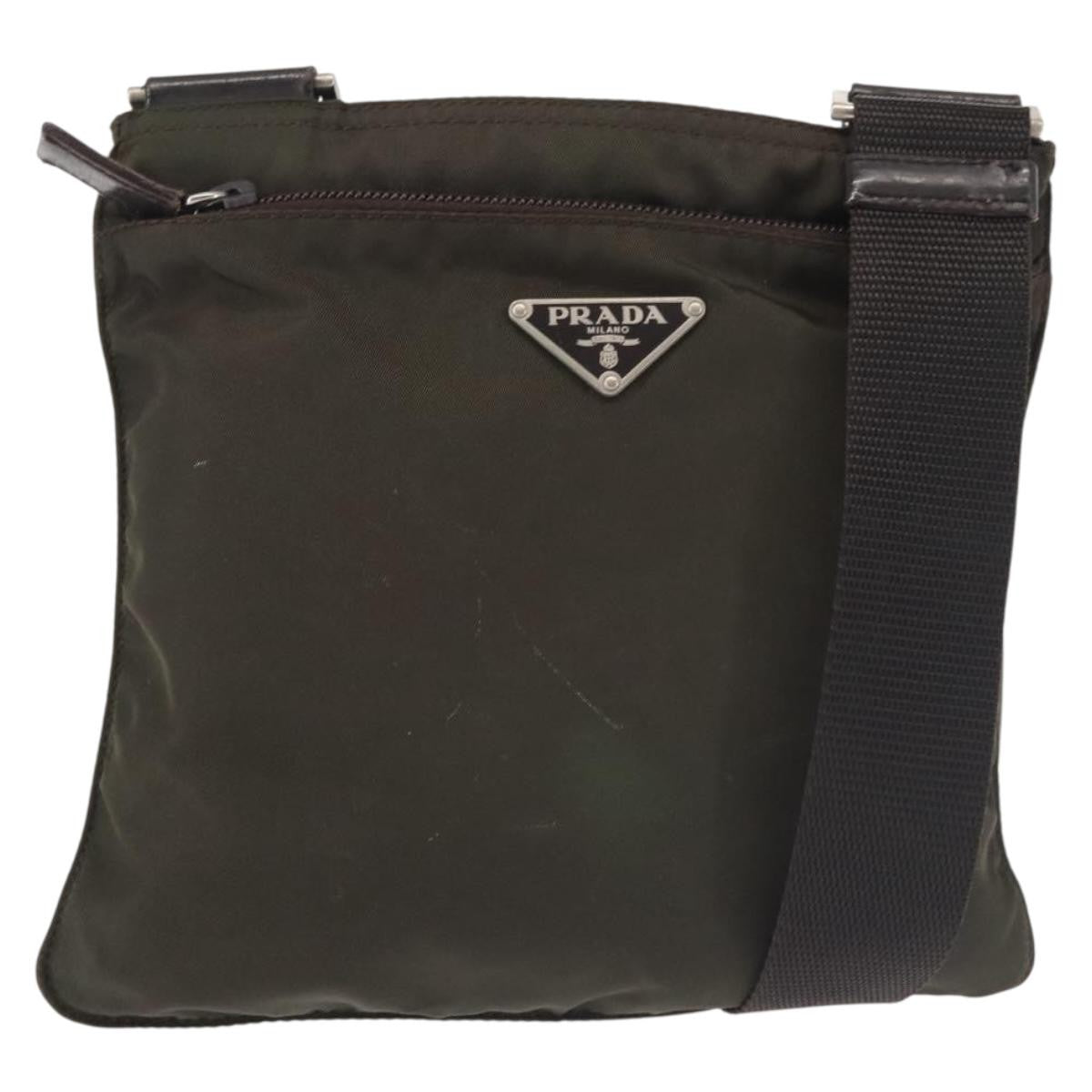 Prada Front Pocket Messenger Bag Tessuto Khaki Nylon Shoulder Bag Bag (Authentic Pre-Loved)